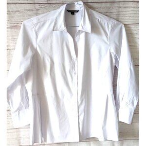 Zac &Rachel Woman Shirt White Peplum Lond Sleeves Button Up Cotton Blend Size 2X